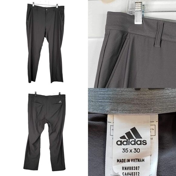 Adidas Golf Pants Chino Straight Flat Front Men’s Size 35x30 Gray Performance - Picture 1 of 10